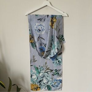 Vince Camuto 100% Silk Floral Striped Scarf